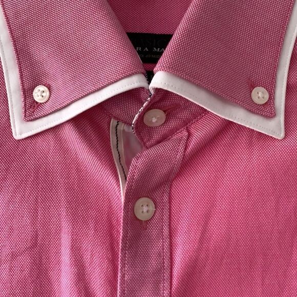 Zara Man slim fit size medium pink shirt with double color of white and pink - Picture 3 of 8